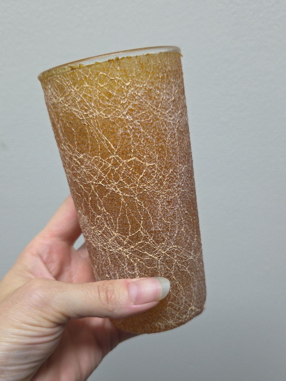 Amber Crackle Glass Votive Candle Holder - Home Accents